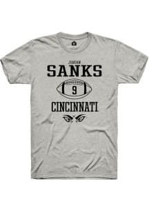 Jiquan Sanks  Cincinnati Bearcats Ash Rally NIL Sport Icon Short Sleeve T Shirt