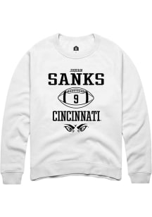 Jiquan Sanks  Rally Cincinnati Bearcats Mens White NIL Sport Icon Long Sleeve Crew Sweatshirt