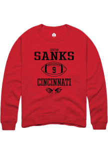 Jiquan Sanks  Rally Cincinnati Bearcats Mens Red NIL Sport Icon Long Sleeve Crew Sweatshirt