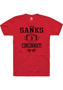 Jiquan Sanks  Cincinnati Bearcats Red Rally NIL Sport Icon Short Sleeve T Shirt