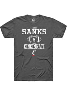 Jiquan Sanks  Cincinnati Bearcats Dark Grey Rally NIL Sport Icon Short Sleeve T Shirt