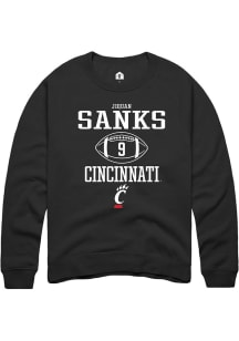 Jiquan Sanks  Rally Cincinnati Bearcats Mens Black NIL Sport Icon Long Sleeve Crew Sweatshirt