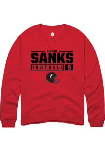 Jiquan Sanks  Rally Cincinnati Bearcats Mens Red NIL Stacked Box Long Sleeve Crew Sweatshirt