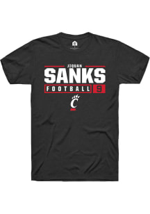 Jiquan Sanks  Cincinnati Bearcats Black Rally NIL Stacked Box Short Sleeve T Shirt