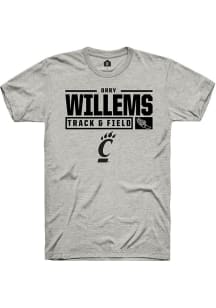 Orry Willems Ash Cincinnati Bearcats NIL Stacked Box Short Sleeve T Shirt