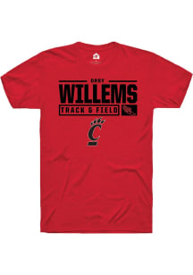Orry Willems Red Cincinnati Bearcats NIL Stacked Box Short Sleeve T Shirt