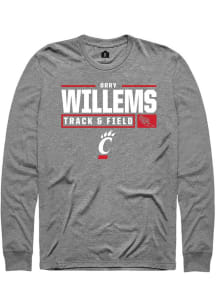 Orry Willems Rally Mens Graphite Cincinnati Bearcats NIL Stacked Box Tee