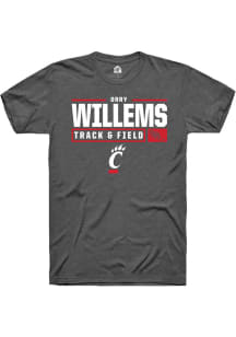 Orry Willems Dark Grey Cincinnati Bearcats NIL Stacked Box Short Sleeve T Shirt