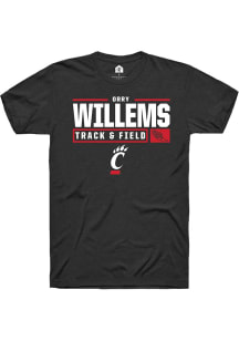 Orry Willems Black Cincinnati Bearcats NIL Stacked Box Short Sleeve T Shirt