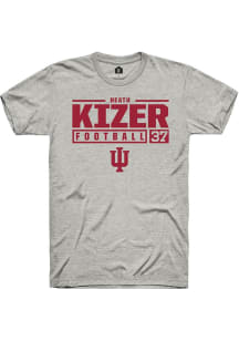 Heath Kizer Ash Indiana Hoosiers NIL Stacked Box Short Sleeve T Shirt