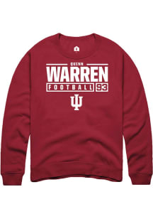 Quinn Warren Rally Mens Red Indiana Hoosiers NIL Stacked Box Crew Sweatshirt