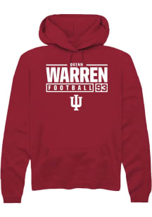 Quinn Warren Rally Mens Red Indiana Hoosiers NIL Stacked Box Hooded Sweatshirt