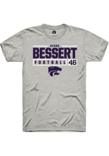 Keane Bessert Ash K-State Wildcats NIL Stacked Box Short Sleeve T Shirt