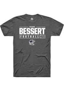 Keane Bessert Dark Grey K-State Wildcats NIL Stacked Box Short Sleeve T Shirt