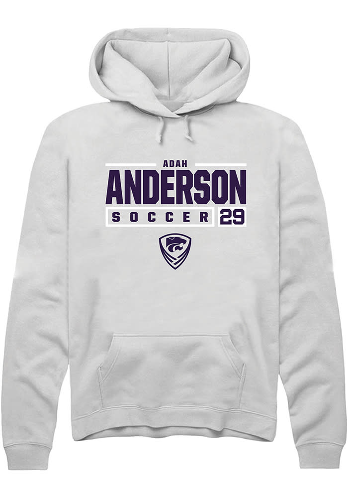 Adah Anderson Rally K-State Wildcats Mens White NIL Stacked Box Long Sleeve Hoodie