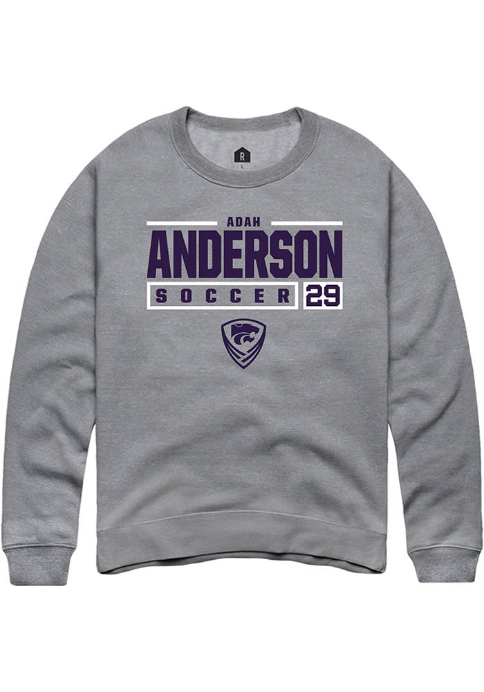 Adah Anderson Rally K-State Wildcats Mens Grey NIL Stacked Box Long Sleeve Crew Sweatshirt