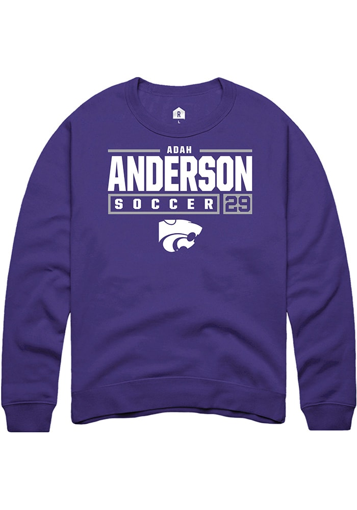 Adah Anderson Rally K-State Wildcats Mens Purple NIL Stacked Box Long Sleeve Crew Sweatshirt