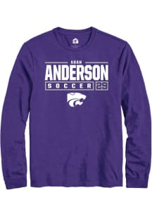 Adah Anderson Rally Mens Purple K-State Wildcats NIL Stacked Box Tee