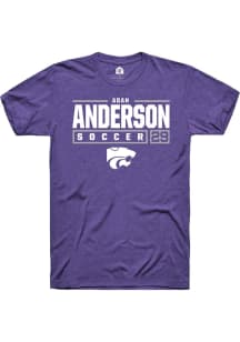 Adah Anderson Purple K-State Wildcats NIL Stacked Box Short Sleeve T Shirt