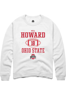 Will Howard Rally Mens White Ohio State Buckeyes NIL Sport Icon Crew Sweatshirt