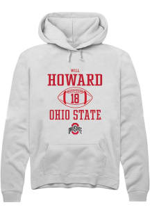 Will Howard Rally Mens White Ohio State Buckeyes NIL Sport Icon Hooded Sweatshirt