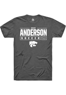 Adah Anderson Dark Grey K-State Wildcats NIL Stacked Box Short Sleeve T Shirt