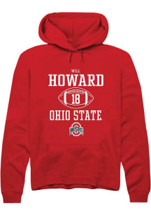 Will Howard Rally Mens Red Ohio State Buckeyes NIL Sport Icon Hooded Sweatshirt