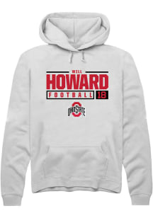 Will Howard Rally Mens White Ohio State Buckeyes NIL Stacked Box Hooded Sweatshirt