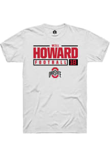 Will Howard White Ohio State Buckeyes NIL Stacked Box Short Sleeve T Shirt