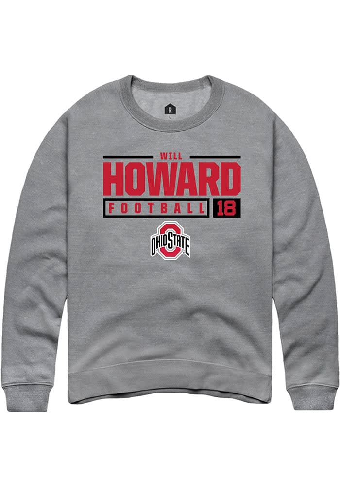 Will Howard  Rally Ohio State Buckeyes Mens Graphite NIL Stacked Box Long Sleeve Crew Sweatshirt