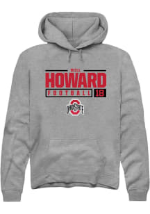 Will Howard Rally Mens Graphite Ohio State Buckeyes NIL Stacked Box Hooded Sweatshirt