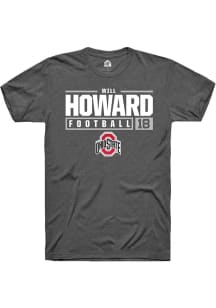 Will Howard Dark Grey Ohio State Buckeyes NIL Stacked Box Short Sleeve T Shirt