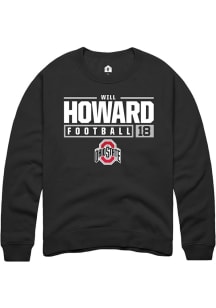 Will Howard Rally Mens Black Ohio State Buckeyes NIL Stacked Box Crew Sweatshirt