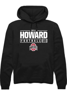 Will Howard Rally Mens Black Ohio State Buckeyes NIL Stacked Box Hooded Sweatshirt