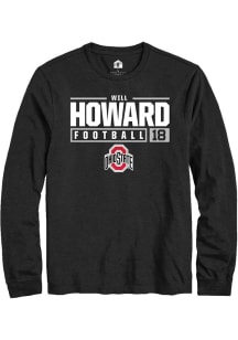 Will Howard Rally Mens Black Ohio State Buckeyes NIL Stacked Box Tee