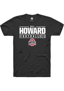 Will Howard Black Ohio State Buckeyes NIL Stacked Box Short Sleeve T Shirt