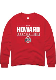 Will Howard Rally Mens Red Ohio State Buckeyes NIL Stacked Box Crew Sweatshirt