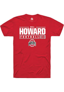 Will Howard Red Ohio State Buckeyes NIL Stacked Box Short Sleeve T Shirt