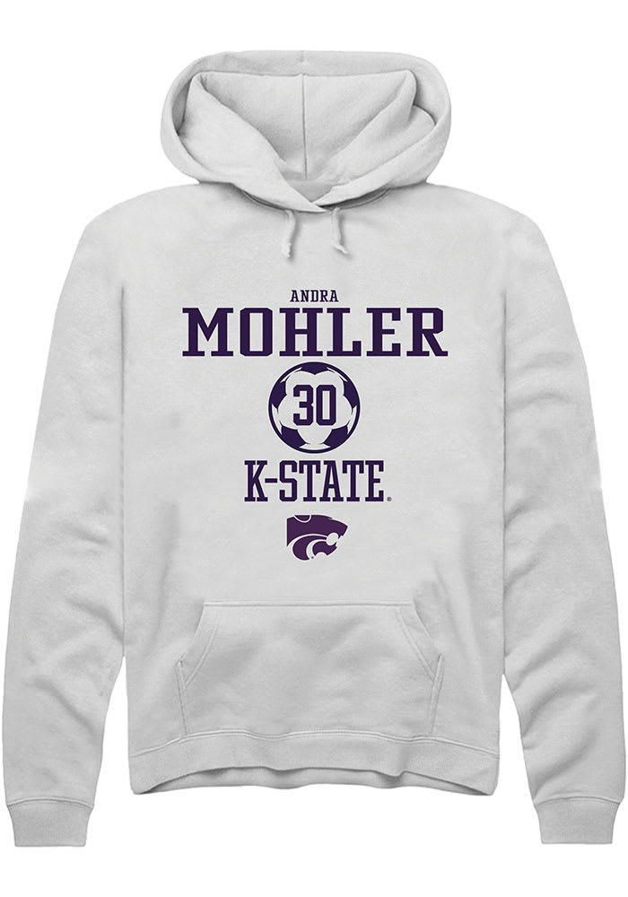 Andra Mohler Rally K-State Wildcats Mens White NIL Sport Icon Long Sleeve Hoodie