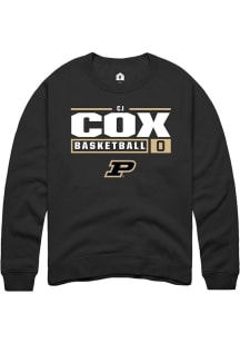 CJ Cox Rally Mens Black Purdue Boilermakers NIL Stacked Box Crew Sweatshirt