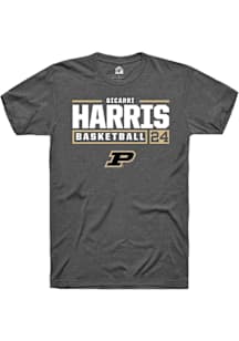 Gicarri Harris  Purdue Boilermakers Dark Grey Rally NIL Stacked Box Short Sleeve T Shirt