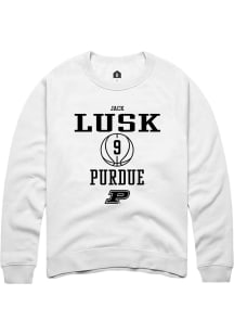 Jack Lusk  Rally Purdue Boilermakers Mens White NIL Sport Icon Long Sleeve Crew Sweatshirt