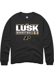 Jack Lusk  Rally Purdue Boilermakers Mens Black NIL Stacked Box Long Sleeve Crew Sweatshirt