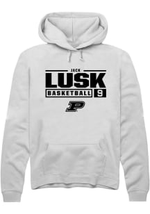 Jack Lusk  Rally Purdue Boilermakers Mens White NIL Stacked Box Long Sleeve Hoodie