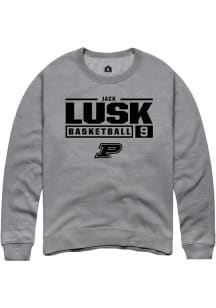 Jack Lusk  Rally Purdue Boilermakers Mens Graphite NIL Stacked Box Long Sleeve Crew Sweatshirt