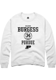Raleigh Burgess Rally Mens White Purdue Boilermakers NIL Sport Icon Crew Sweatshirt