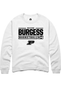 Raleigh Burgess Rally Mens White Purdue Boilermakers NIL Stacked Box Crew Sweatshirt