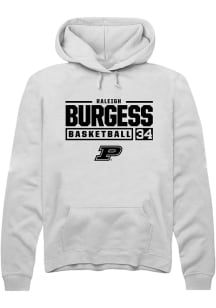 Raleigh Burgess Rally Mens White Purdue Boilermakers NIL Stacked Box Hooded Sweatshirt