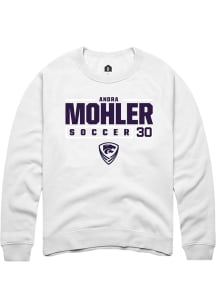 Andra Mohler Rally Mens White K-State Wildcats NIL Stacked Box Crew Sweatshirt