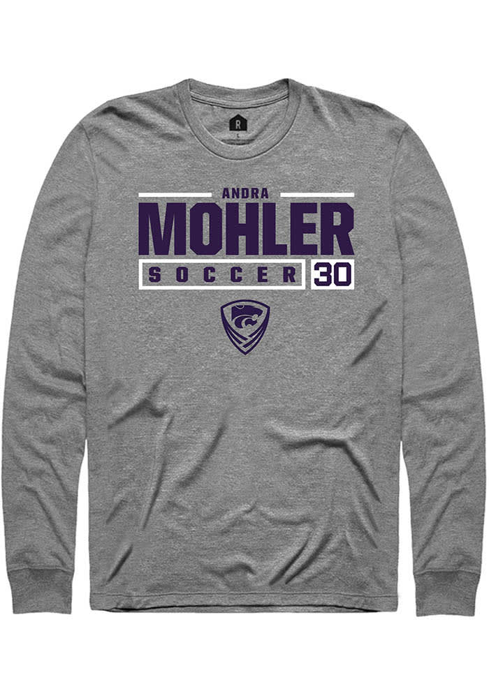Andra Mohler K-State Wildcats Grey Rally NIL Stacked Box Long Sleeve T Shirt